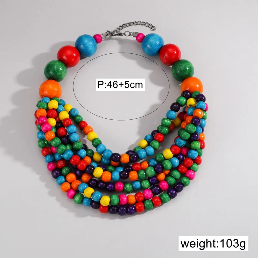 MAASAI STATEMENT NECKLACE – Multi-Layer Wooden Beaded Bohemian Ethnic Jewelry - Glow by Hellen African and Boho Jewelry African Home Decor Cultural Accessories