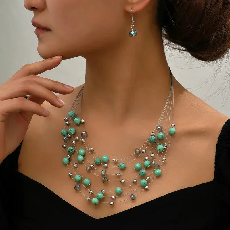 Colorful Beaded Jewelry Set - Glow by Hellen African and Boho Jewelry African Home Decor Cultural Accessories