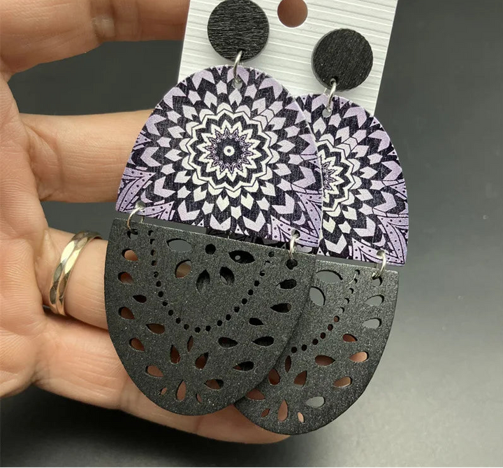 MAKONDE GROOVE EARRINGS – Retro Ethnic Exaggerated Wooden Long Earrings Boho Gift - Glow by Hellen African and Boho Jewelry African Home Decor Cultural Accessories