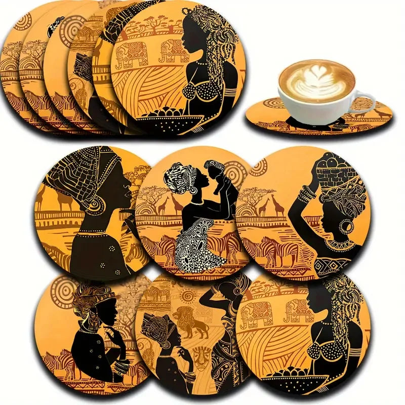 6 Artistic Wooden Coasters – Functional & Culturally Inspired - Glow by Hellen African and Boho Jewelry African Home Decor Cultural Accessories
