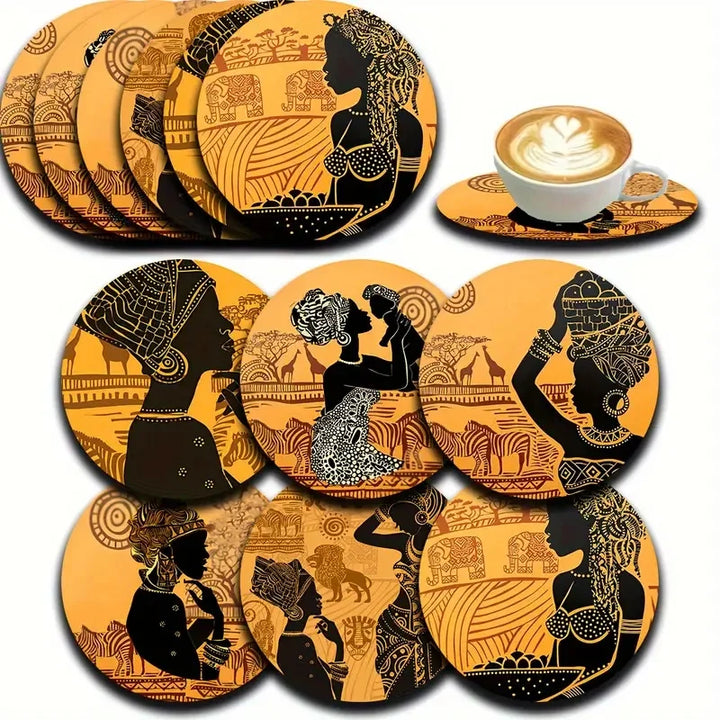 6 Artistic Wooden Coasters – Functional & Culturally Inspired - Glow by Hellen African and Boho Jewelry African Home Decor Cultural Accessories