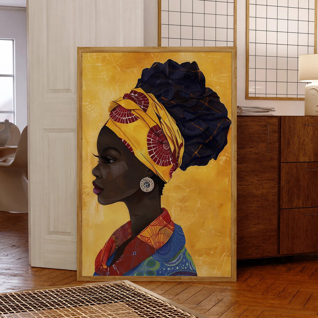 WODAABE BEAUTY ABSTRACT CANVAS – Minimalist African Woman Portrait Art Print - Glow by Hellen African and Boho Jewelry African Home Decor Cultural Accessories