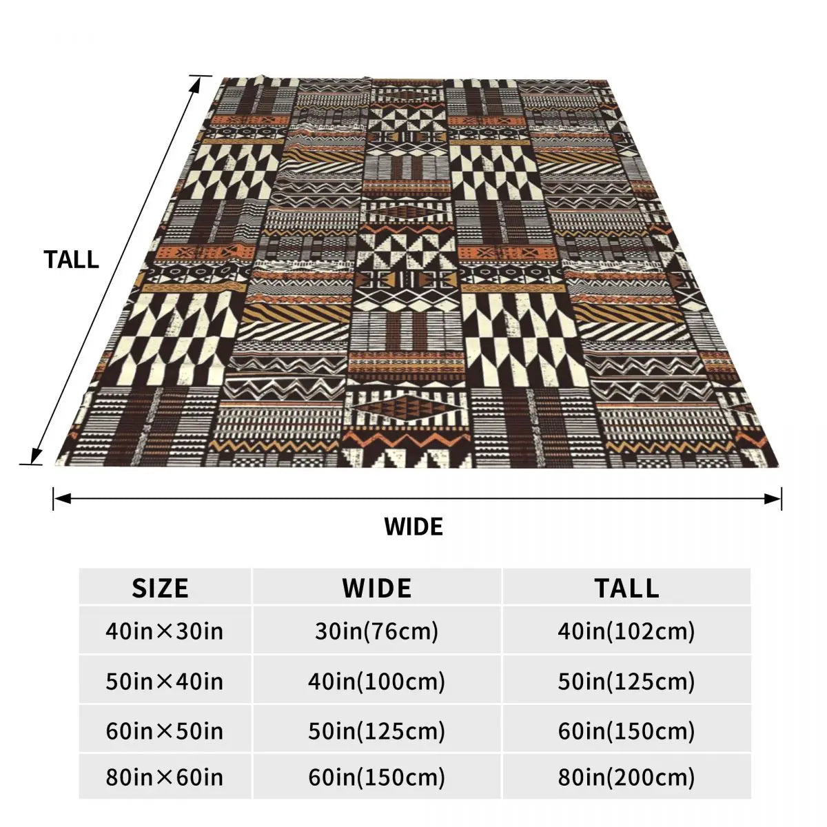 KUBA PATCHWORK THROW BLANKET – Native African Tribal Style Soft Flannel Bedspread - Glow by Hellen African and Boho Jewelry African Home Decor Cultural Accessories