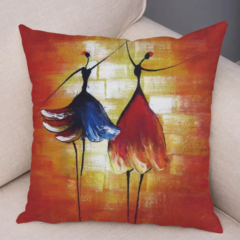 Abstract African Woman Pillowcase – Gallery-Style Exotic Cushion Cover - Glow by Hellen African and Boho Jewelry African Home Decor Cultural Accessories