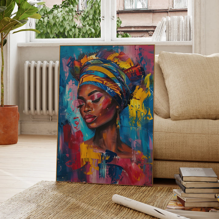 MODERN MUSE PORTRAIT – Statement Canvas Wall Art for Empowered Decor - Glow by Hellen African and Boho Jewelry African Home Decor Cultural Accessories
