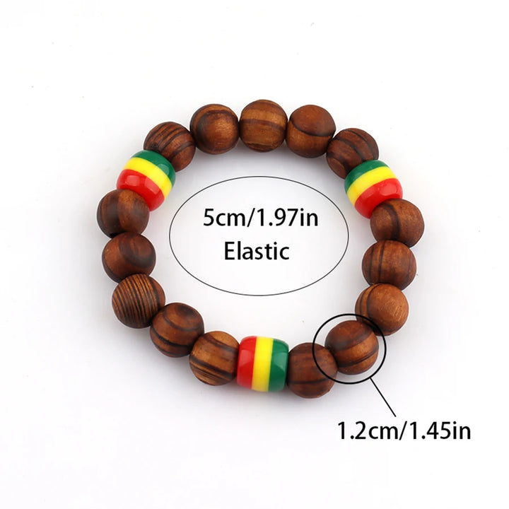 ETHIOPIAN LION RASTAFARI BRACELETS – 5-Pcs Wooden Beaded Set - Glow by Hellen African and Boho Jewelry African Home Decor Cultural Accessories