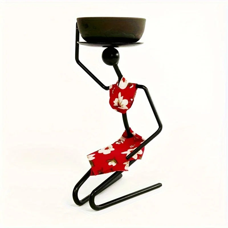 SHONA SERENITY CANDLE HOLDER – Kneeling Girl Desk Sculpture - Glow by Hellen African and Boho Jewelry African Home Decor Cultural Accessories