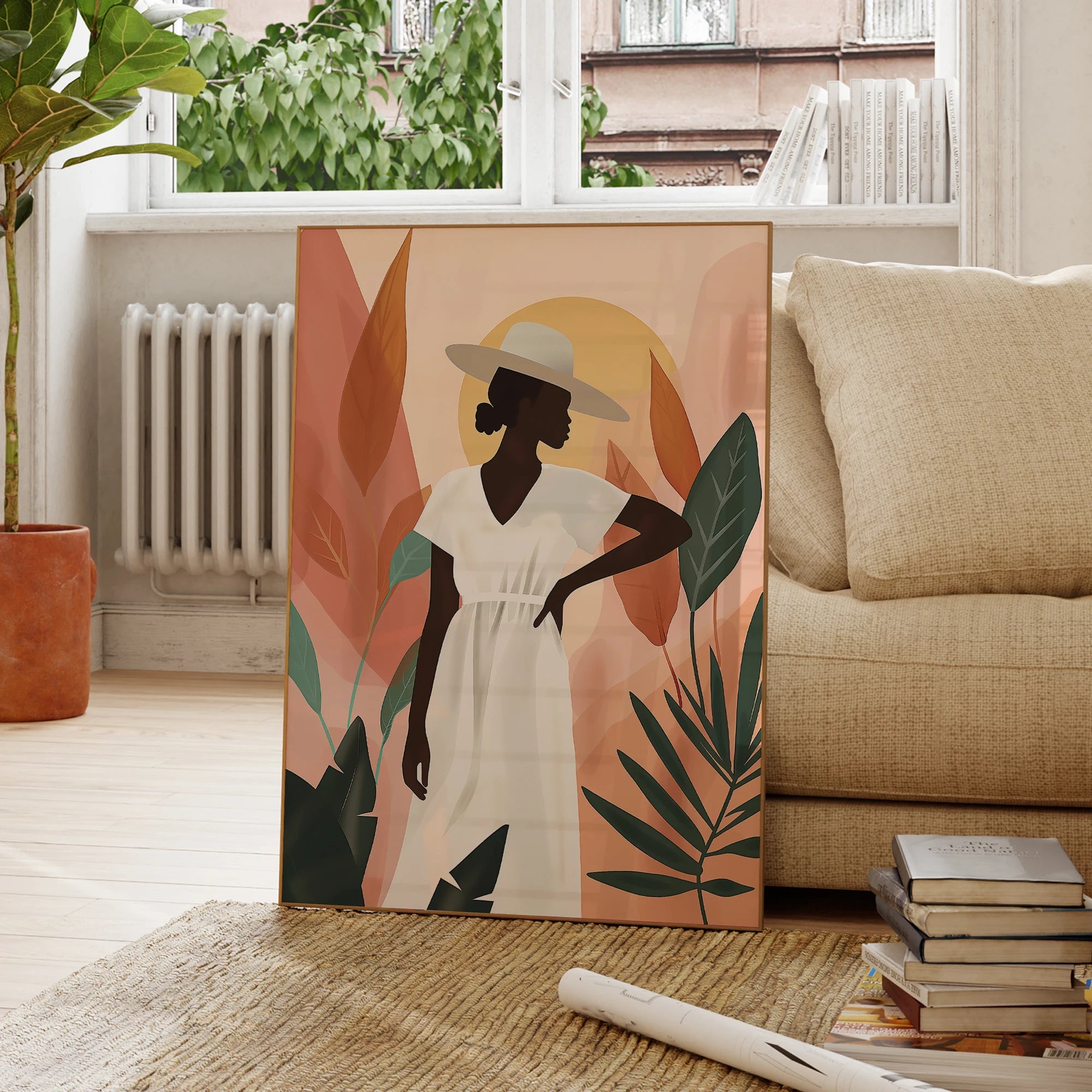 Modern Native African Woman Portrait – Elegance Meets Culture - Glow by Hellen African and Boho Jewelry African Home Decor Cultural Accessories