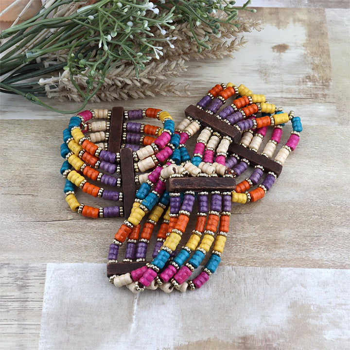 African Wooden Beaded Bracelets - Glow by Hellen African and Boho Jewelry African Home Decor Cultural Accessories