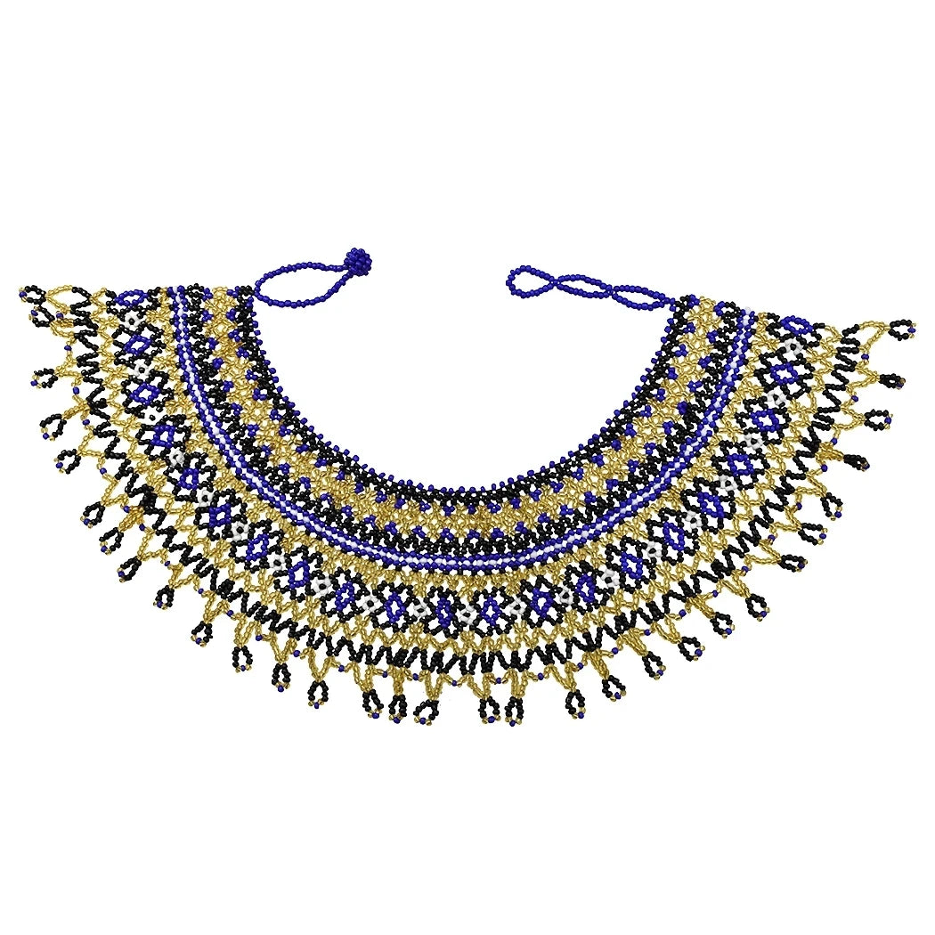 ZULU MESH COLLAR NECKLACE – Classic African Resin Bead Chunky Statement Maxi Jewelry - Glow by Hellen African and Boho Jewelry African Home Decor Cultural Accessories