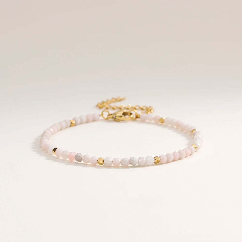 3mm Faceted African Turquoise Bracelet — 18K Gold-Plated Accent - Glow by Hellen African and Boho Jewelry African Home Decor Cultural Accessories