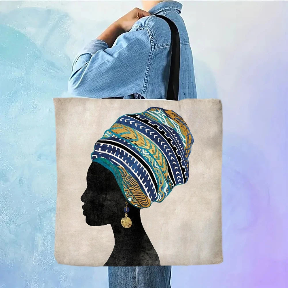 NDEBELE GEOMETRY TOTE BAG – African Woman Reusable Shopping & Beach Shoulder Bag - Glow by Hellen African and Boho Jewelry African Home Decor Cultural Accessories