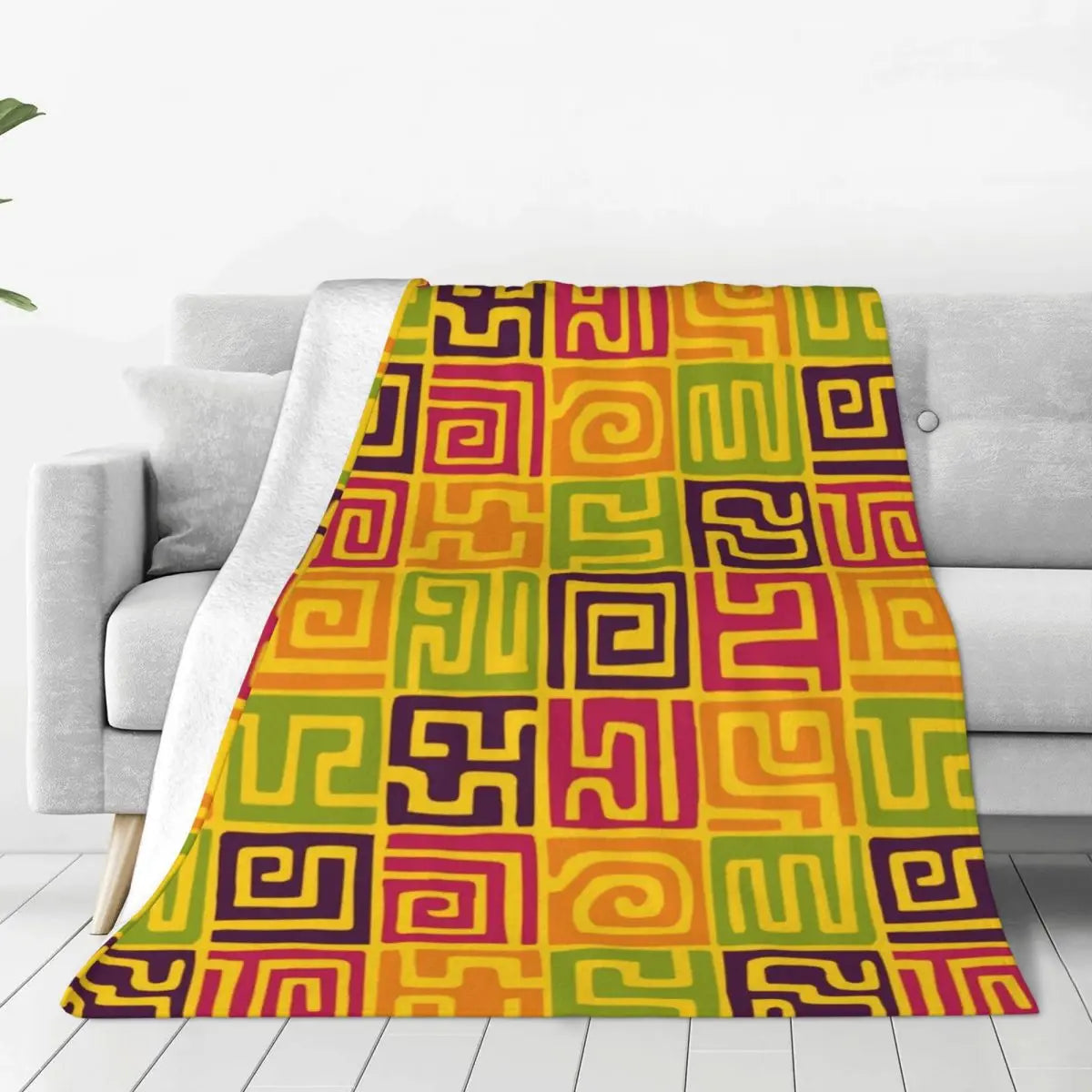 African Bogolan Mudcloth Throw Blanket — Cultural Warmth & Modern Elegance - Glow by Hellen African and Boho Jewelry African Home Decor Cultural Accessories