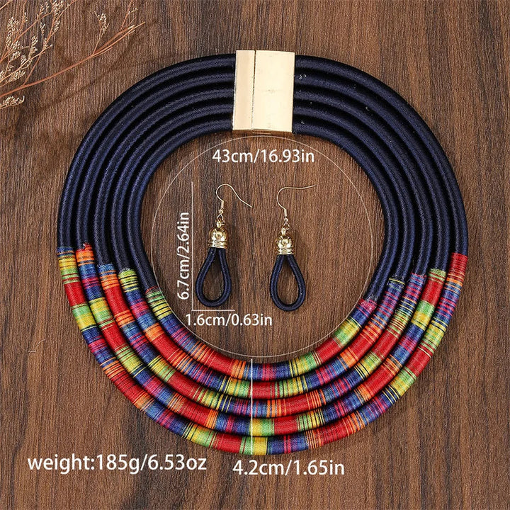 Colorful Beaded Jewelry Set — Earrings &amp; Necklace - Glow by Hellen African and Boho Jewelry African Home Decor Cultural Accessories