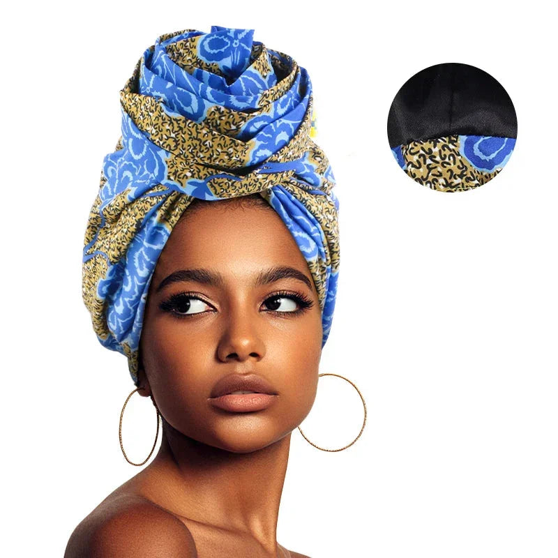 African Floral Satin-Lined Turban Cap - Glow by Hellen African and Boho Jewelry African Home Decor Cultural Accessories