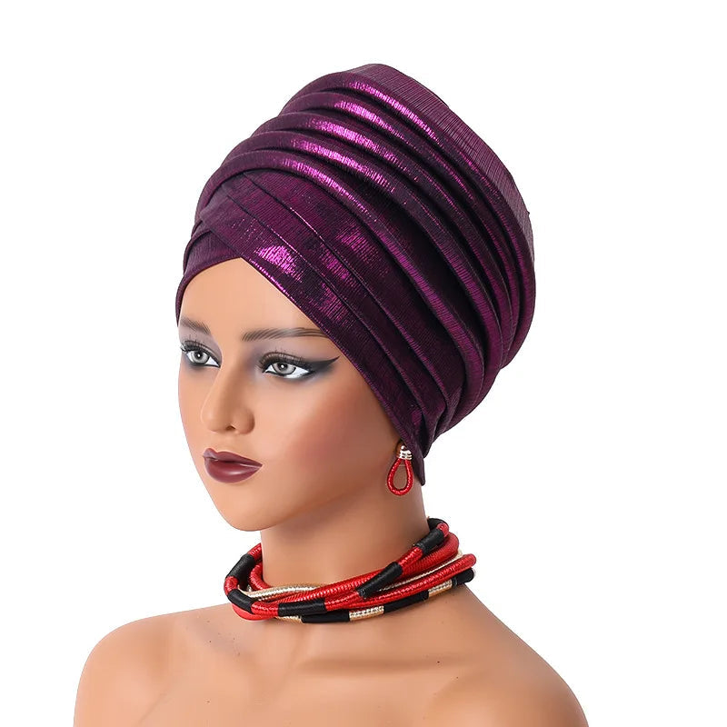 Auto Gele Headtie – Elegant African Headwrap - Glow by Hellen African and Boho Jewelry African Home Decor Cultural Accessories