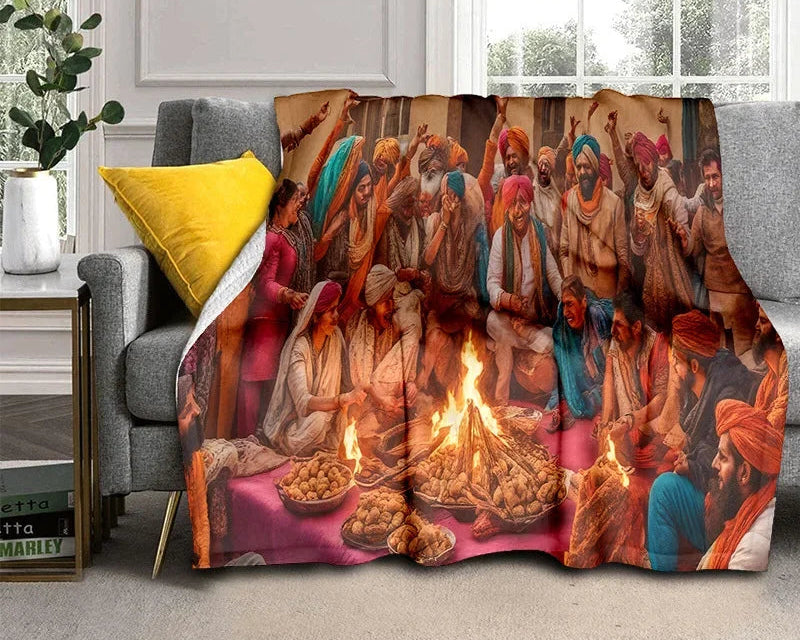 Cartoon Africa Ethiopian Custom Painting Flannel Blanket - Glow by Hellen African and Boho Jewelry African Home Decor Cultural Accessories