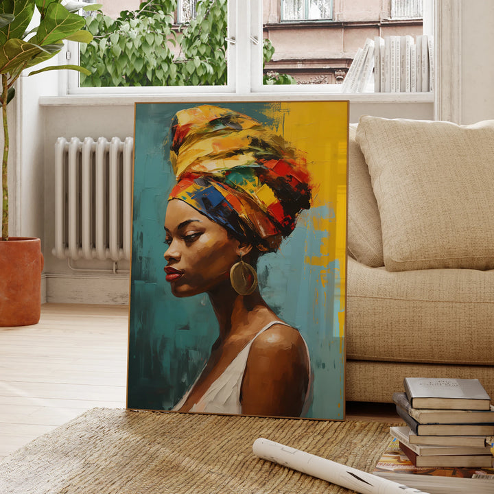 Modern African Woman Portrait – A Story of Strength, Grace &amp; Heritage - Glow by Hellen African and Boho Jewelry African Home Decor Cultural Accessories