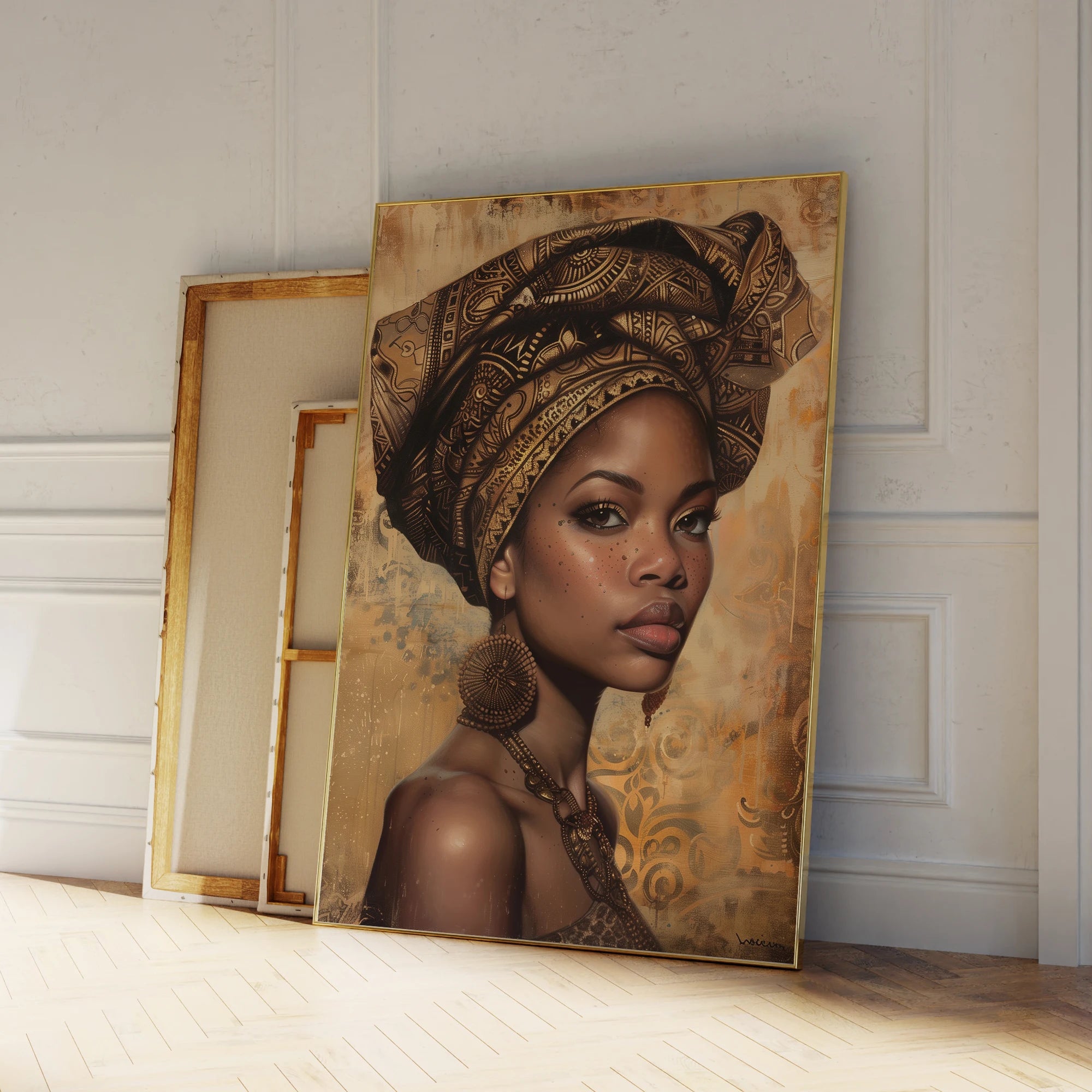 Modern African Girl Wall Art – Bold Beauty in Culture &amp; Elegance - Glow by Hellen African and Boho Jewelry African Home Decor Cultural Accessories
