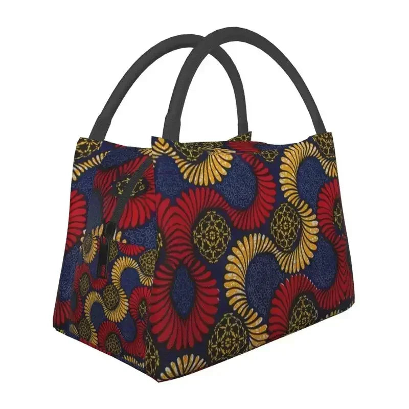 Kizomba Samakaka Ankara Print Insulated Lunch Bag - Glow by Hellen African and Boho Jewelry African Home Decor Cultural Accessories