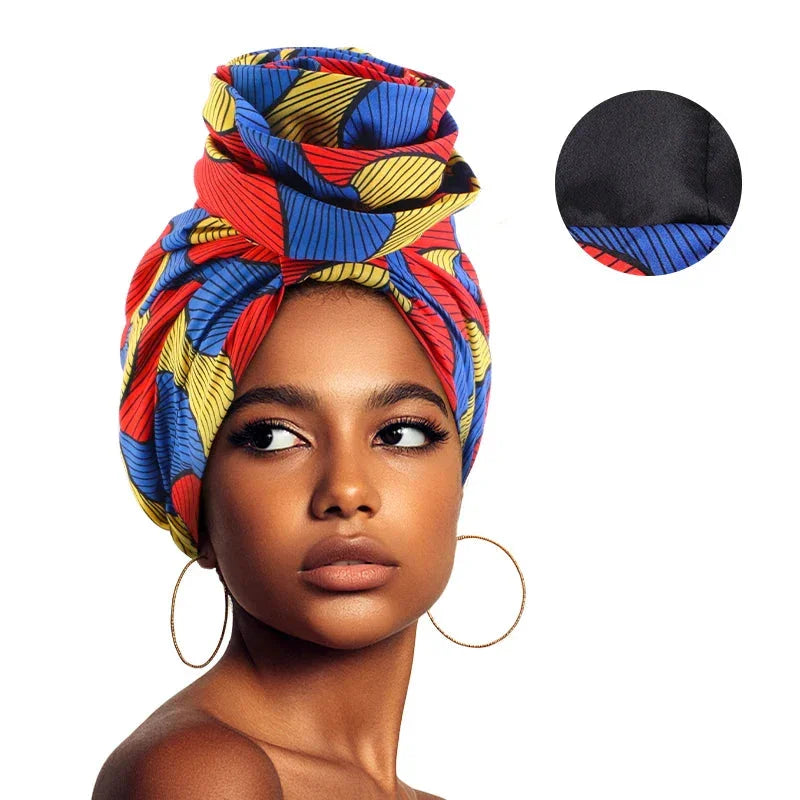 African Floral Satin-Lined Turban Cap - Glow by Hellen African and Boho Jewelry African Home Decor Cultural Accessories