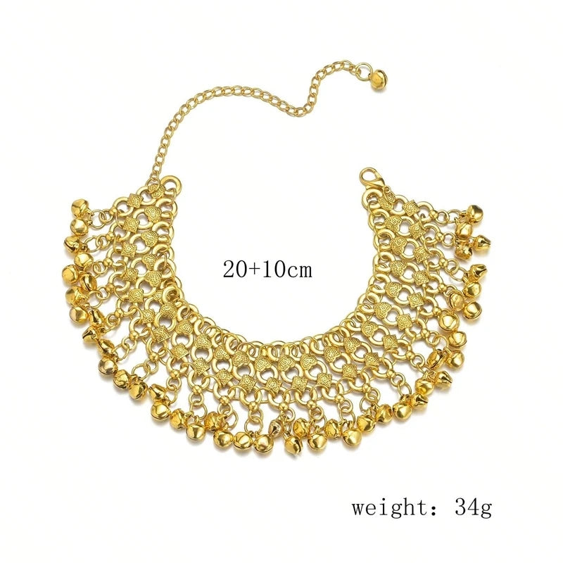 FULANI PROSPERITY ANKLET – Ethnic Retro Bell Tassel Foot Jewelry for Summer - Glow by Hellen African and Boho Jewelry African Home Decor Cultural Accessories