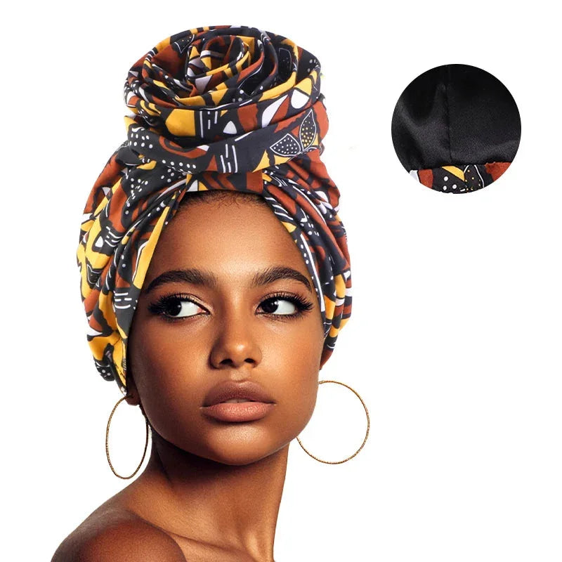 African Floral Satin-Lined Turban Cap - Glow by Hellen African and Boho Jewelry African Home Decor Cultural Accessories