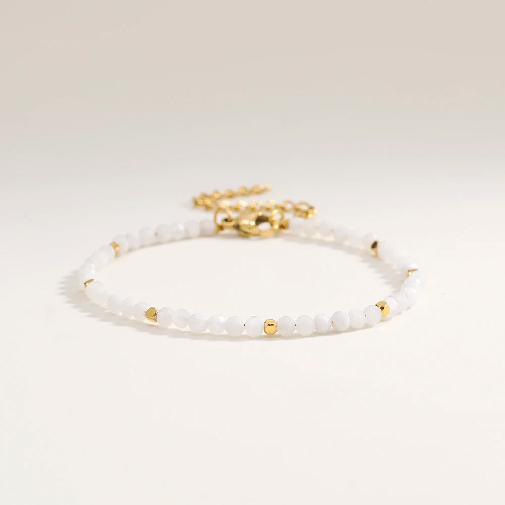 3mm Faceted African Turquoise Bracelet — 18K Gold-Plated Accent - Glow by Hellen African and Boho Jewelry African Home Decor Cultural Accessories