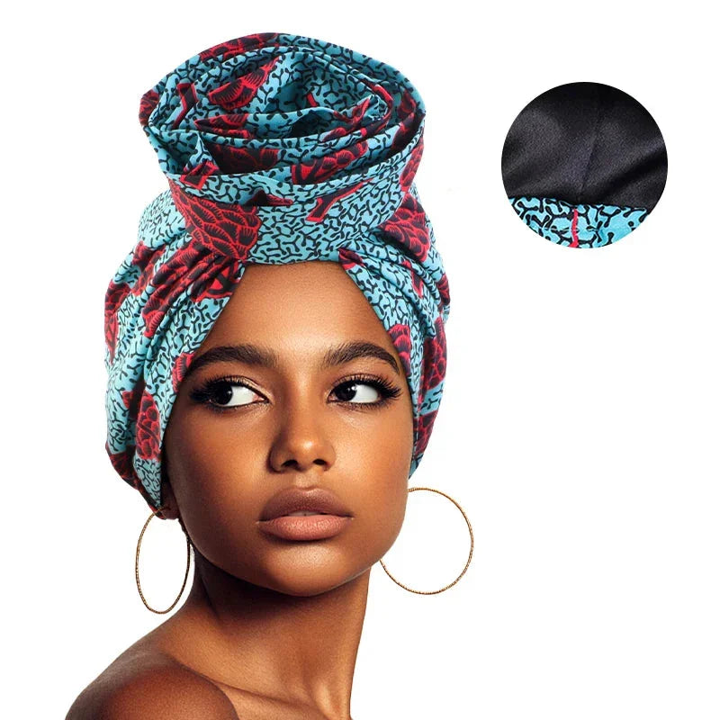 African Floral Satin-Lined Turban Cap - Glow by Hellen African and Boho Jewelry African Home Decor Cultural Accessories