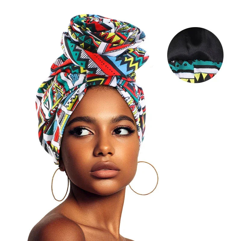 African Floral Satin-Lined Turban Cap - Glow by Hellen African and Boho Jewelry African Home Decor Cultural Accessories