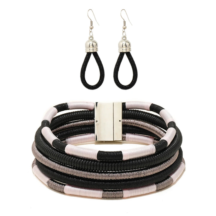 Africa Tribal Multilayer Necklace &amp; Earrings Set — Bold Statement Jewelry - Glow by Hellen African and Boho Jewelry African Home Decor Cultural Accessories