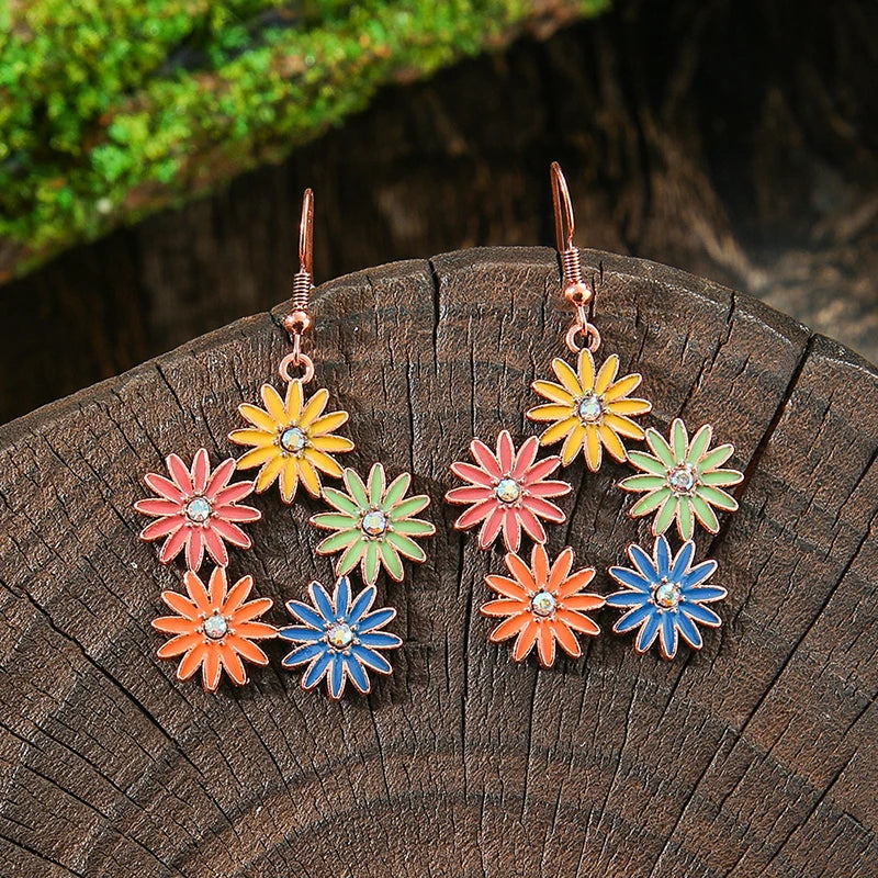 AKAN FLORAL STATEMENT EARRINGS – Bohemian Colorful Enamel Vintage Drop Jewelry - Glow by Hellen African and Boho Jewelry African Home Decor Cultural Accessories