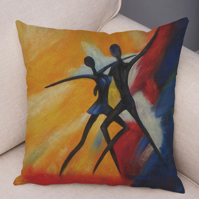 Abstract African Woman Pillowcase – Gallery-Style Exotic Cushion Cover - Glow by Hellen African and Boho Jewelry African Home Decor Cultural Accessories