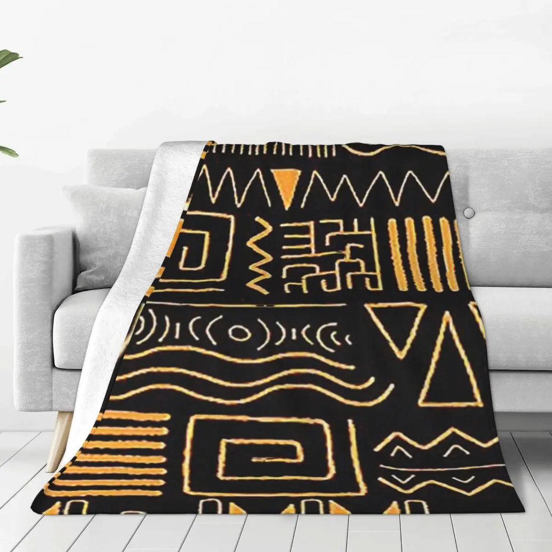 African Bogolan Mudcloth Throw Blanket — Cultural Warmth & Modern Elegance - Glow by Hellen African and Boho Jewelry African Home Decor Cultural Accessories
