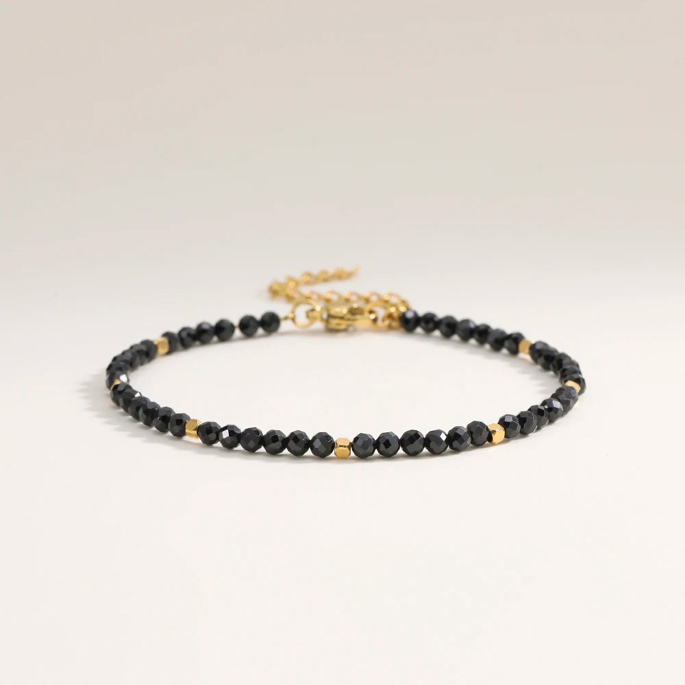 3mm Faceted African Turquoise Bracelet — 18K Gold-Plated Accent - Glow by Hellen African and Boho Jewelry African Home Decor Cultural Accessories