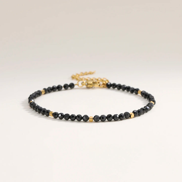 3mm Faceted African Turquoise Bracelet — 18K Gold-Plated Accent - Glow by Hellen African and Boho Jewelry African Home Decor Cultural Accessories