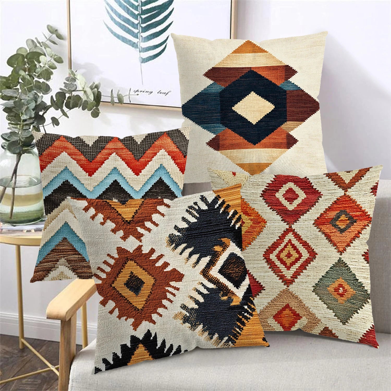 Bohemian Print Decorative Pillow Cover - Glow by Hellen African and Boho Jewelry African Home Decor Cultural Accessories