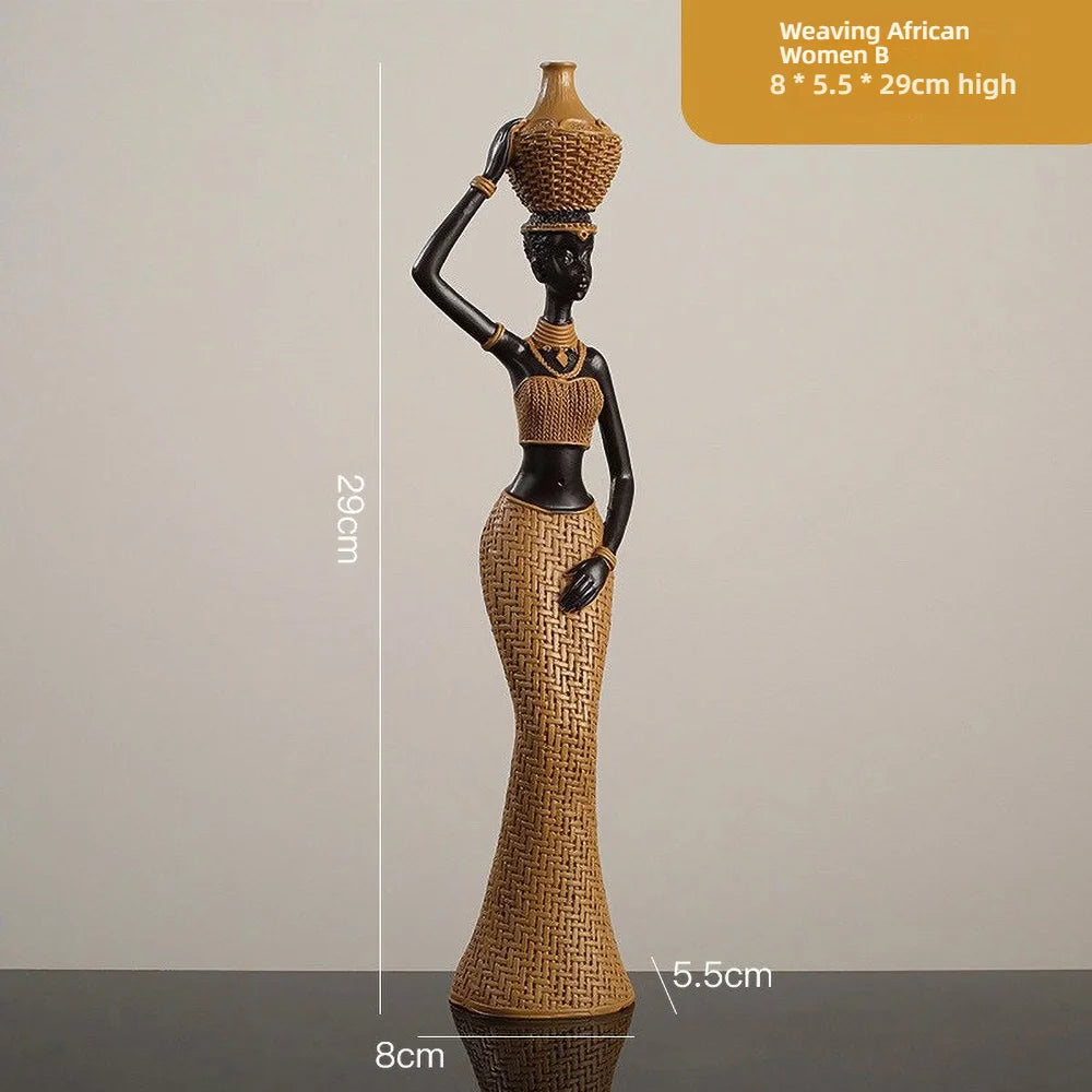 BAULE ANCESTOR SCULPTURE – Hand-Carved Resin Tribal Woman Statue Ethno-Chic Decor - Glow by Hellen African and Boho Jewelry African Home Decor Cultural Accessories