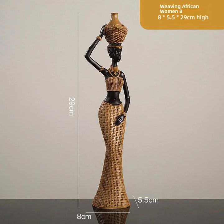 BAULE ANCESTOR SCULPTURE – Hand-Carved Resin Tribal Woman Statue Ethno-Chic Decor - Glow by Hellen African and Boho Jewelry African Home Decor Cultural Accessories