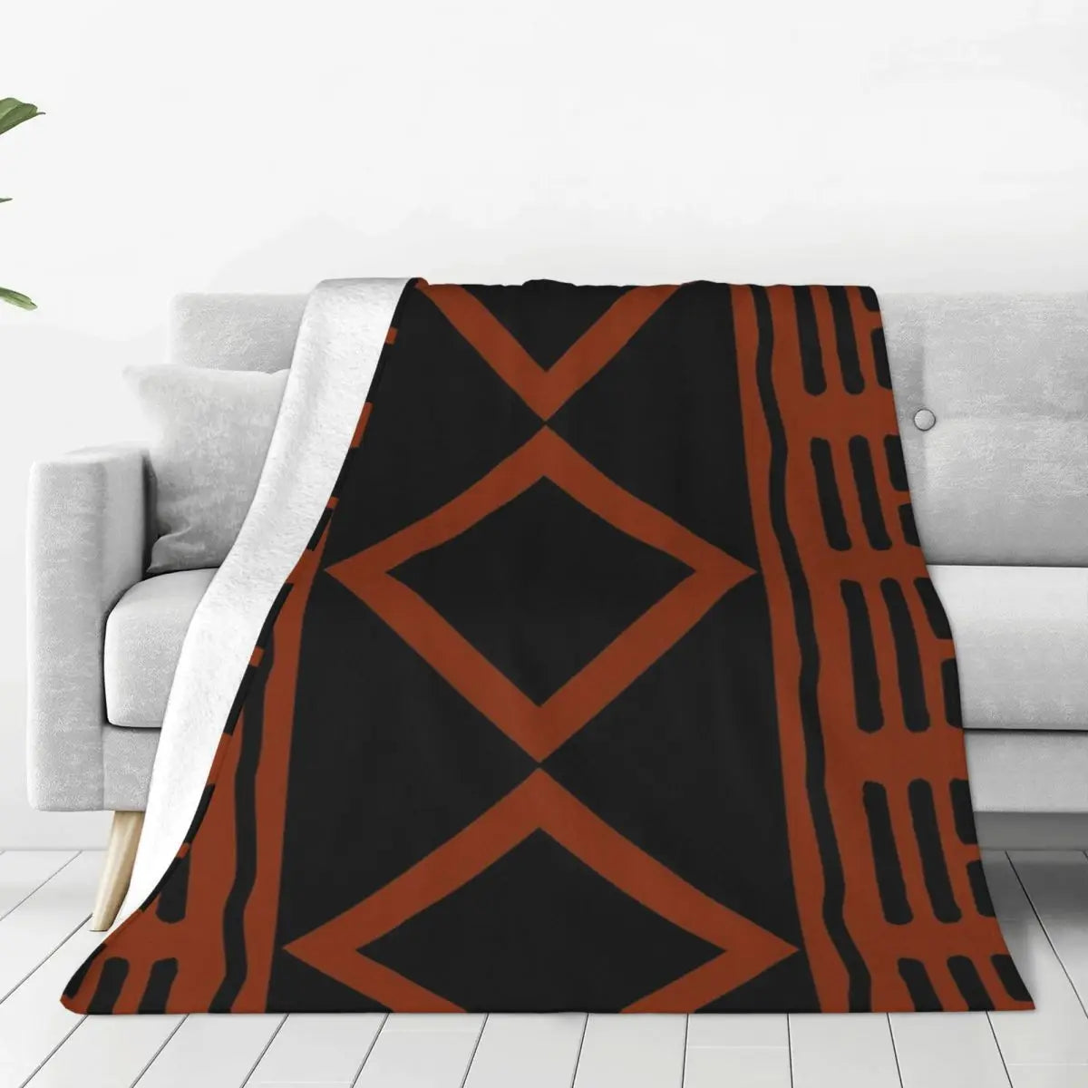 African Bogolan Mudcloth Throw Blanket — Cultural Warmth & Modern Elegance - Glow by Hellen African and Boho Jewelry African Home Decor Cultural Accessories