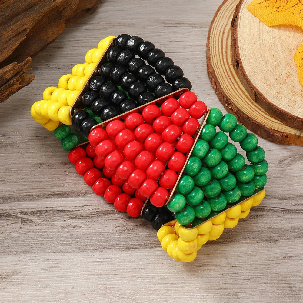 Bohemian Ethnic Colorful Wooden Beads Bracelet - Glow by Hellen African and Boho Jewelry African Home Decor Cultural Accessories