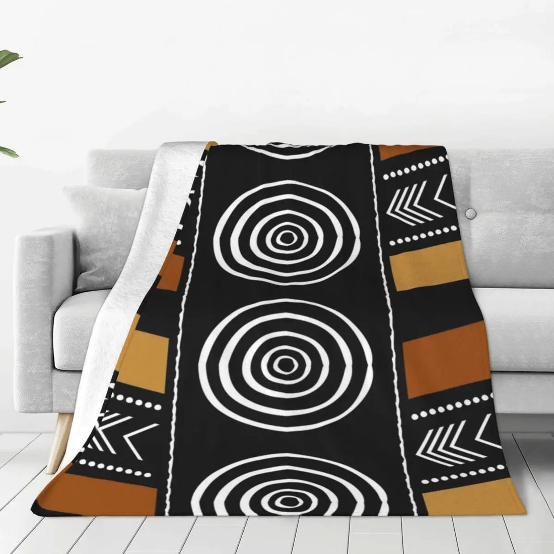 African Bogolan Mudcloth Throw Blanket — Cultural Warmth & Modern Elegance - Glow by Hellen African and Boho Jewelry African Home Decor Cultural Accessories