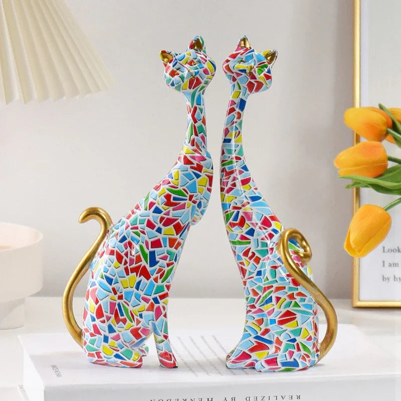 PAN-AFRICAN STREET ART CAT – Modern Graffiti Resin Abstract Figurine African Urban Decor - Glow by Hellen African and Boho Jewelry African Home Decor Cultural Accessories