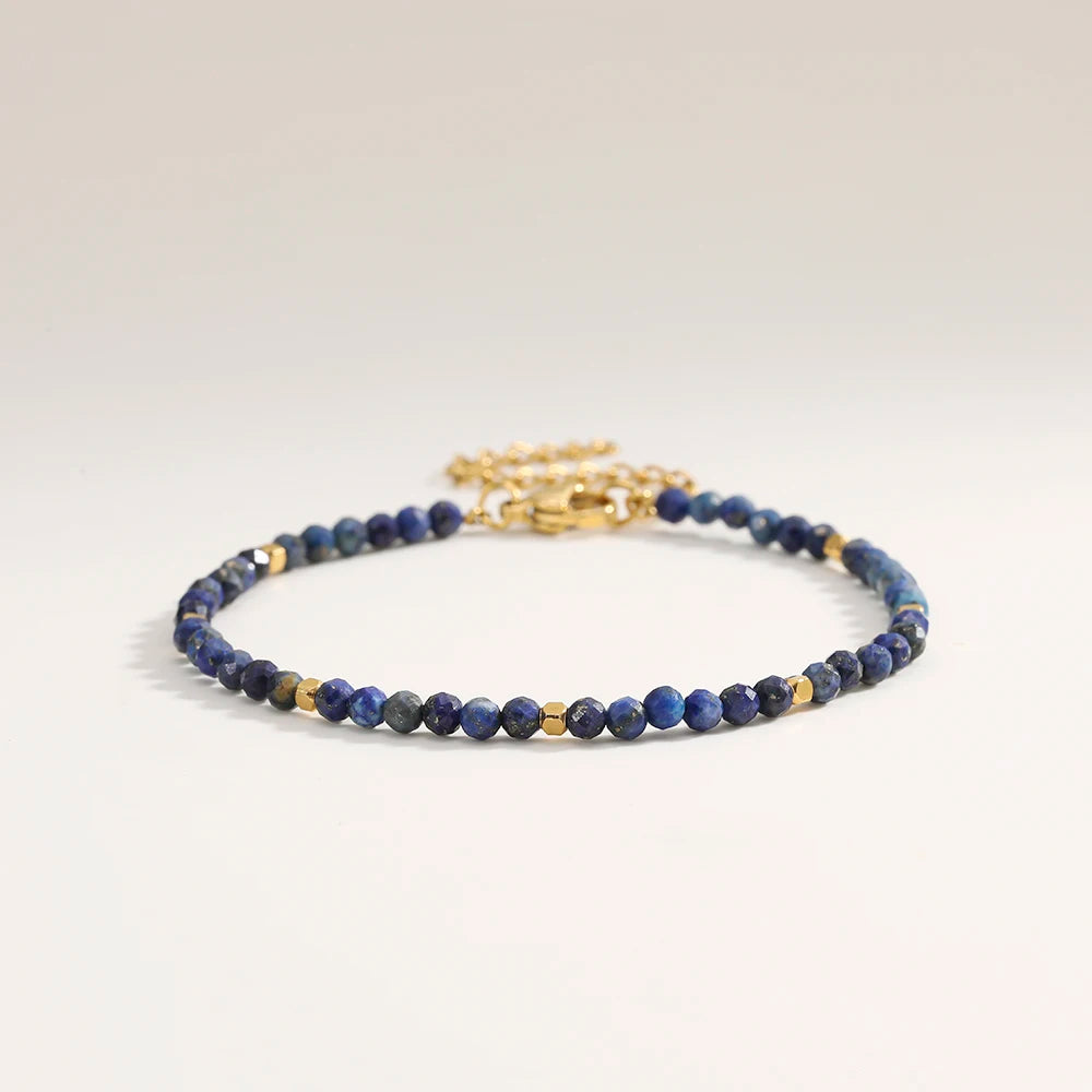 3mm Faceted African Turquoise Bracelet — 18K Gold-Plated Accent - Glow by Hellen African and Boho Jewelry African Home Decor Cultural Accessories