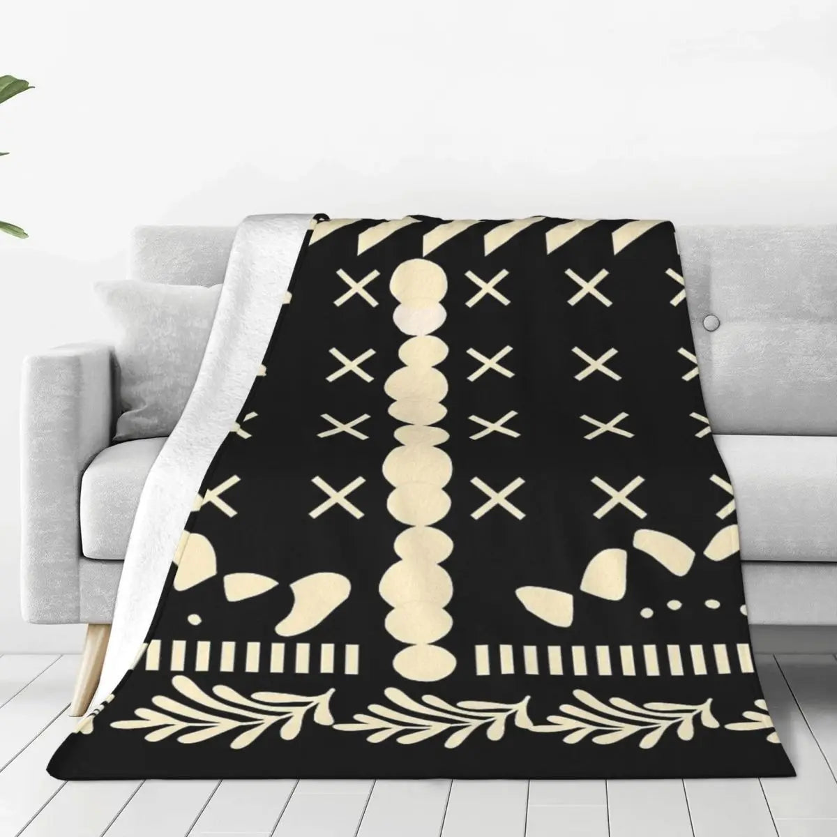 African Bogolan Mudcloth Throw Blanket — Cultural Warmth & Modern Elegance - Glow by Hellen African and Boho Jewelry African Home Decor Cultural Accessories
