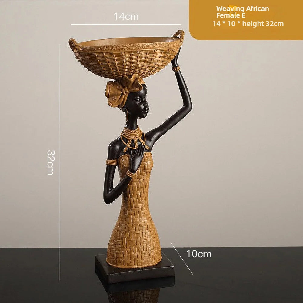 BAULE ANCESTOR SCULPTURE – Hand-Carved Resin Tribal Woman Statue Ethno-Chic Decor - Glow by Hellen African and Boho Jewelry African Home Decor Cultural Accessories