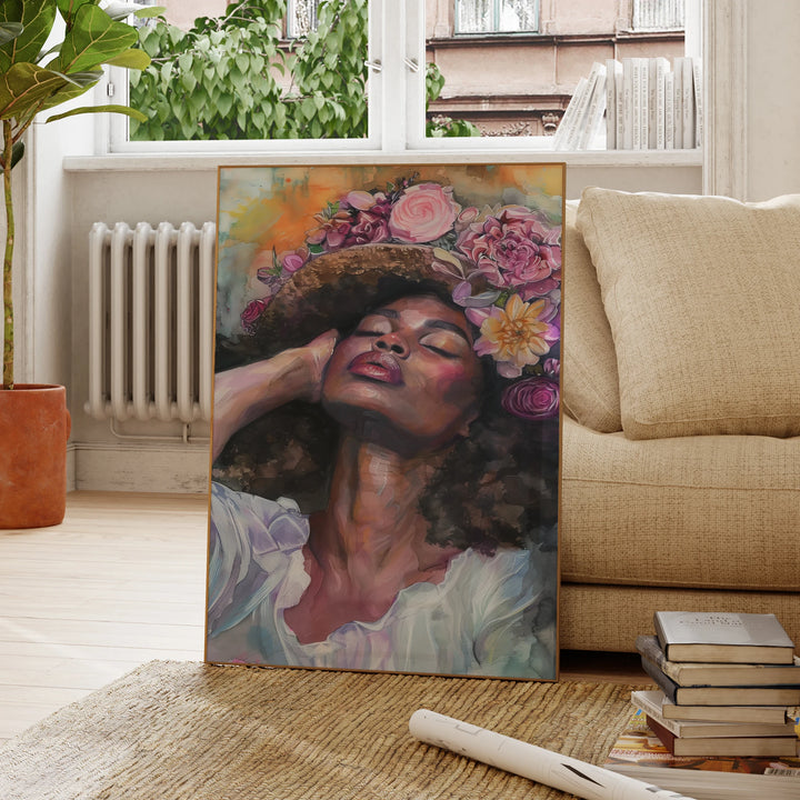 ZULU BLOOM CANVAS PRINT – Peaceful African Woman Fashion Portrait - Glow by Hellen African and Boho Jewelry African Home Decor Cultural Accessories