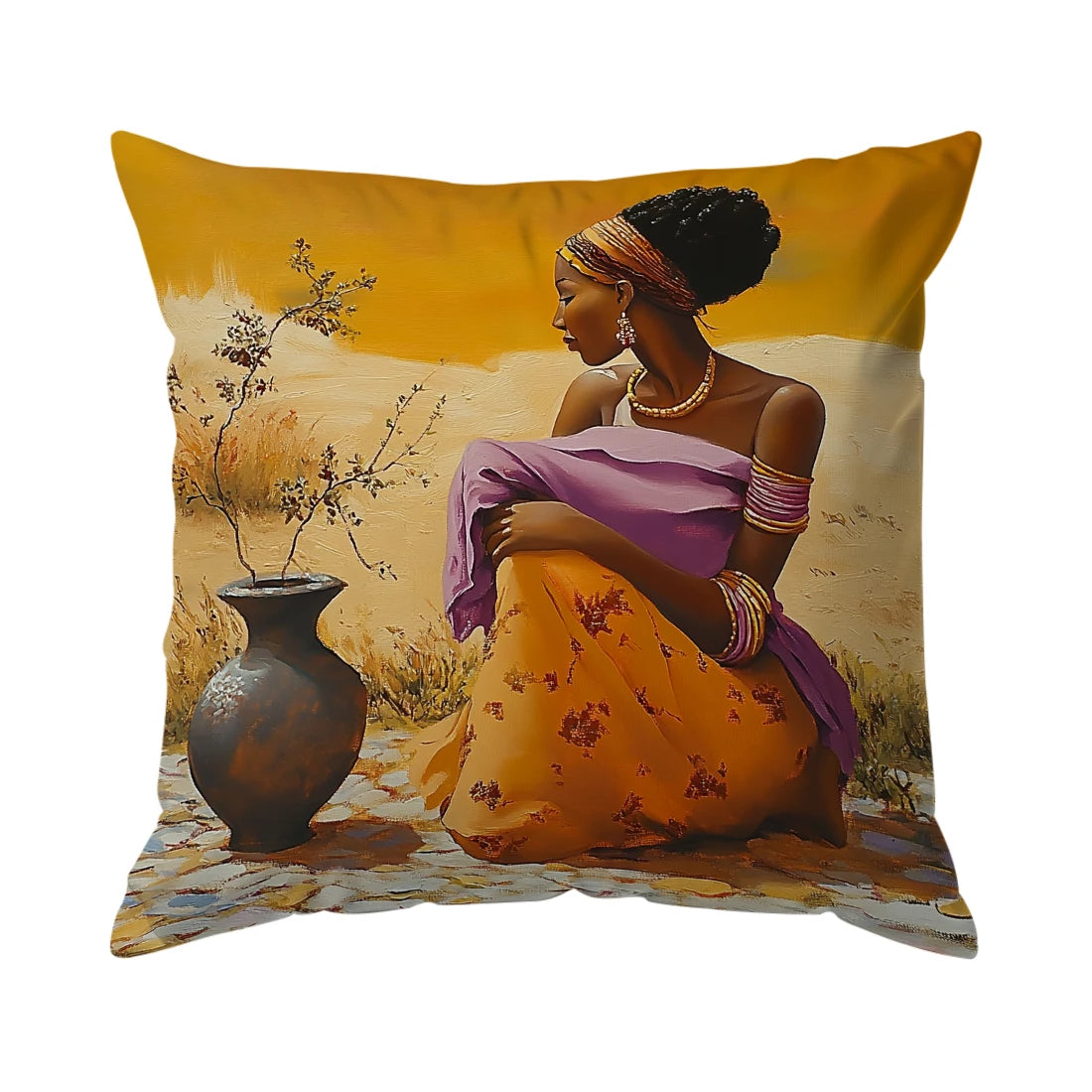 African Women’s Artistic Pattern Pillow Covers – Artistic Elegance for Home Decor - Glow by Hellen African and Boho Jewelry African Home Decor Cultural Accessories