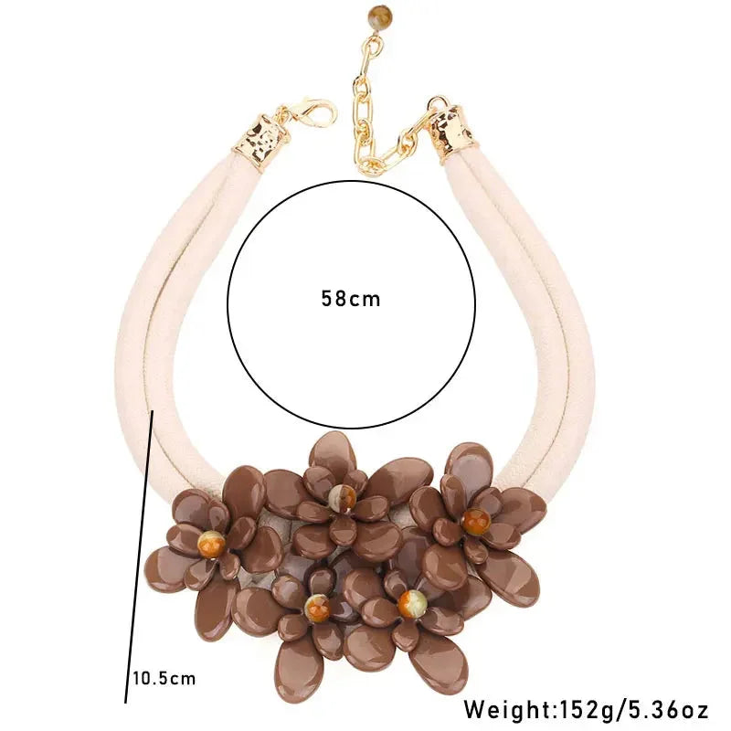 Statement Necklace with Beads & Floral Design - Glow by Hellen African and Boho Jewelry African Home Decor Cultural Accessories