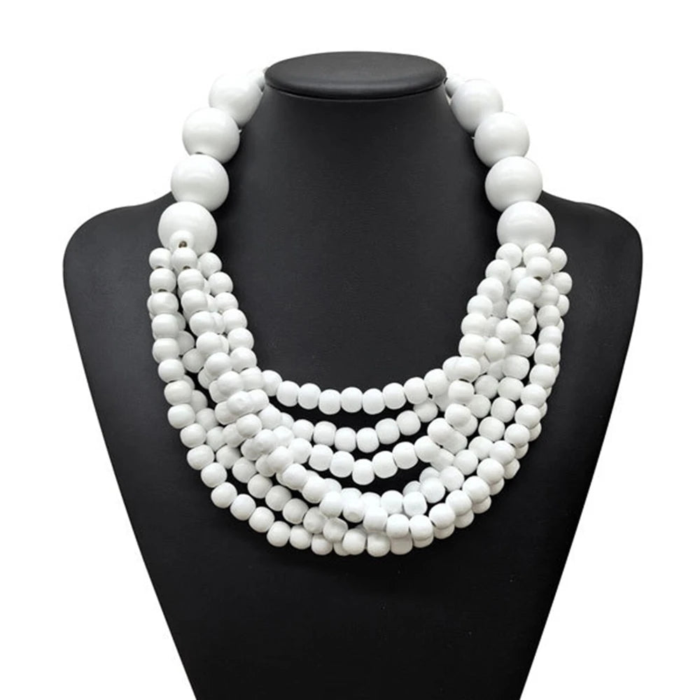 MAASAI STATEMENT NECKLACE – Multi-Layer Wooden Beaded Bohemian Ethnic Jewelry - Glow by Hellen African and Boho Jewelry African Home Decor Cultural Accessories